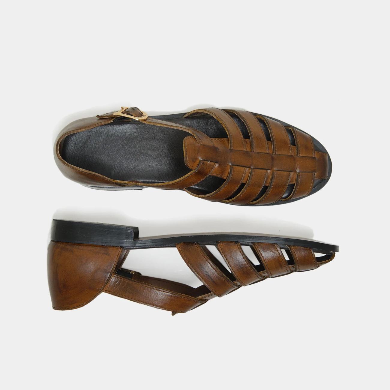 Greek Handmade Black Leather Fisherman Sandals: Adjustable Buckle, Cushioned Arch Support Casual Leather Shoes