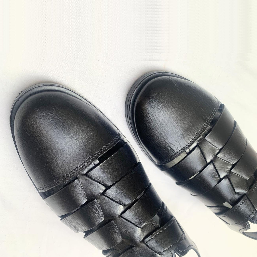 Handmade Leather Fisherman Sandals: Cushioned Arch Support, Adjustable Buckle Genuine Leather Shoes