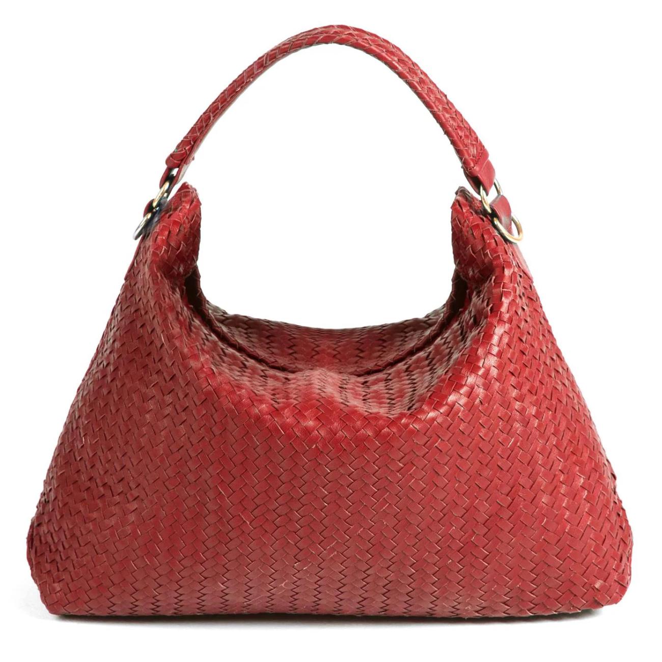 Handwoven Genuine Leather Tote Bag: Top Handle and Shoulder Strap Leather Handbag