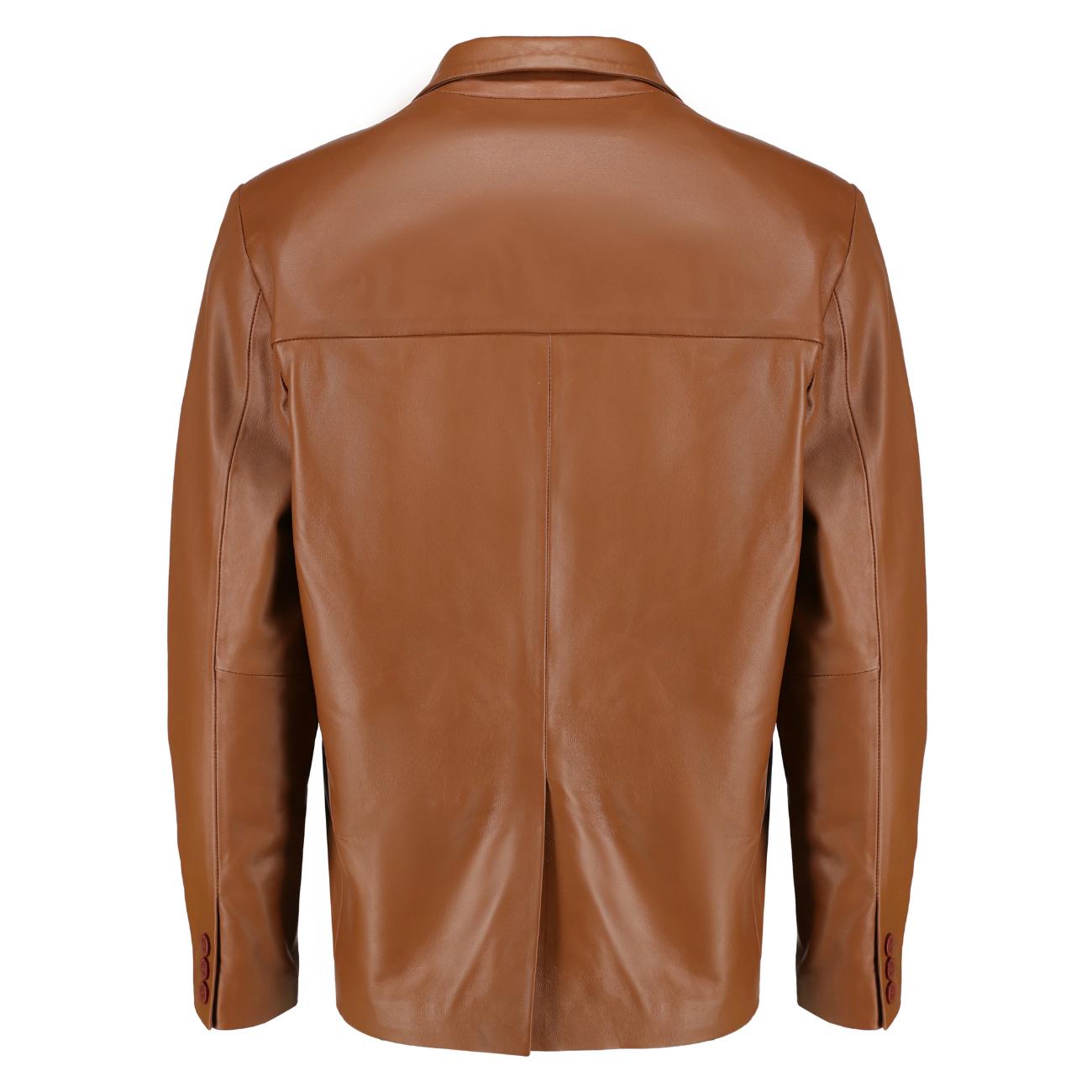 Handmade Men’s Leather Blazer – Black Lambskin Coat with Button Closure & Invisible Stitch Detailing