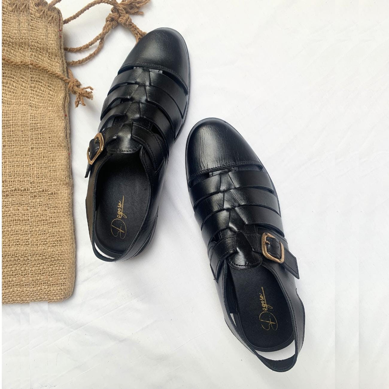 Handmade Leather Fisherman Sandals: Cushioned Arch Support, Adjustable Buckle Genuine Leather Shoes
