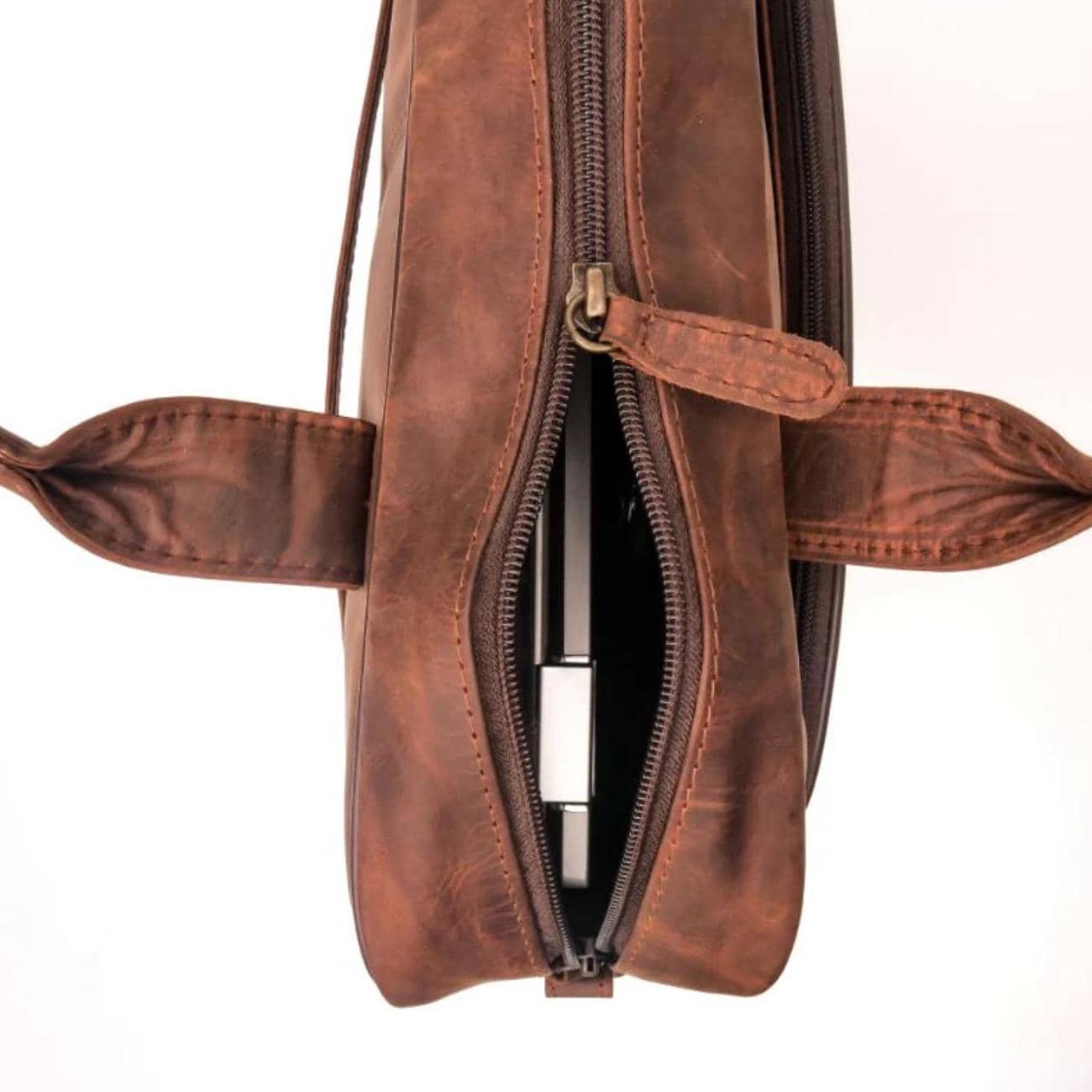 Full-Grain Leather Laptop Backpack: Handmade Travel Office Bag