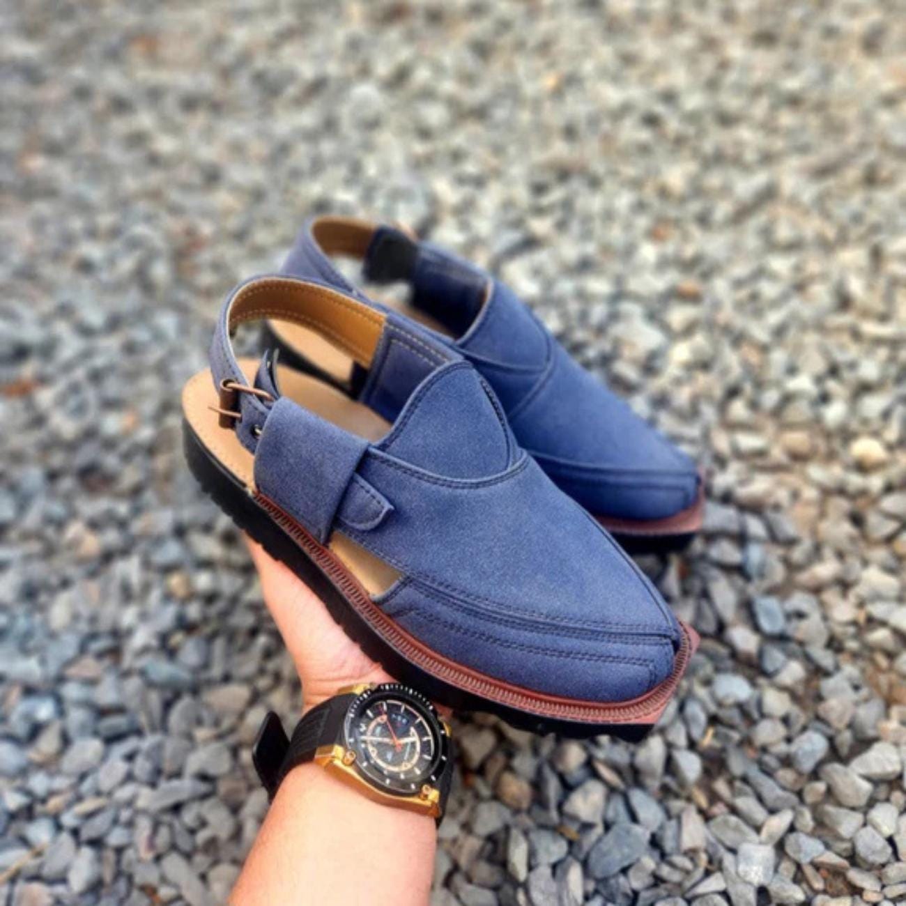 Handmade Suede Leather Peshawari Sandal: Traditional Style Peshawari Chappal Kaptaan Chappal