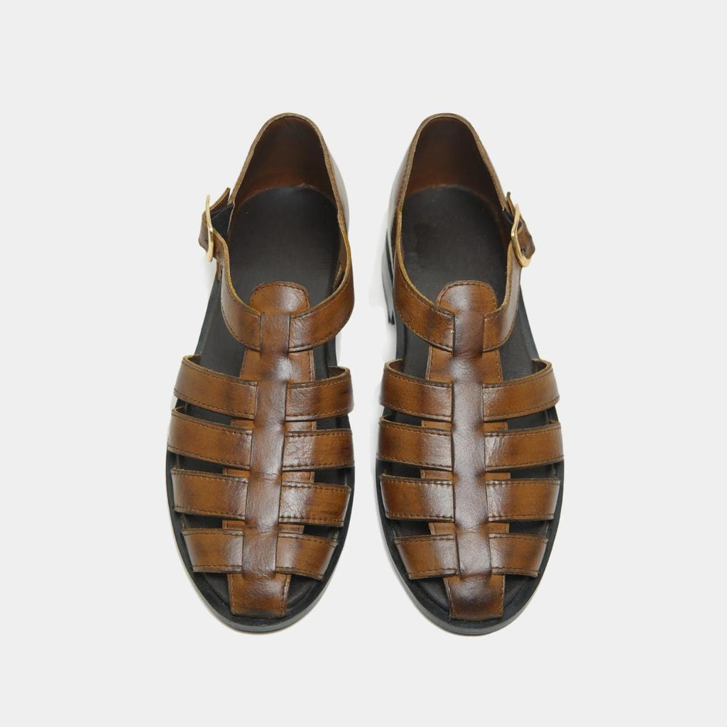 Greek Handmade Black Leather Fisherman Sandals: Adjustable Buckle, Cushioned Arch Support Casual Leather Shoes
