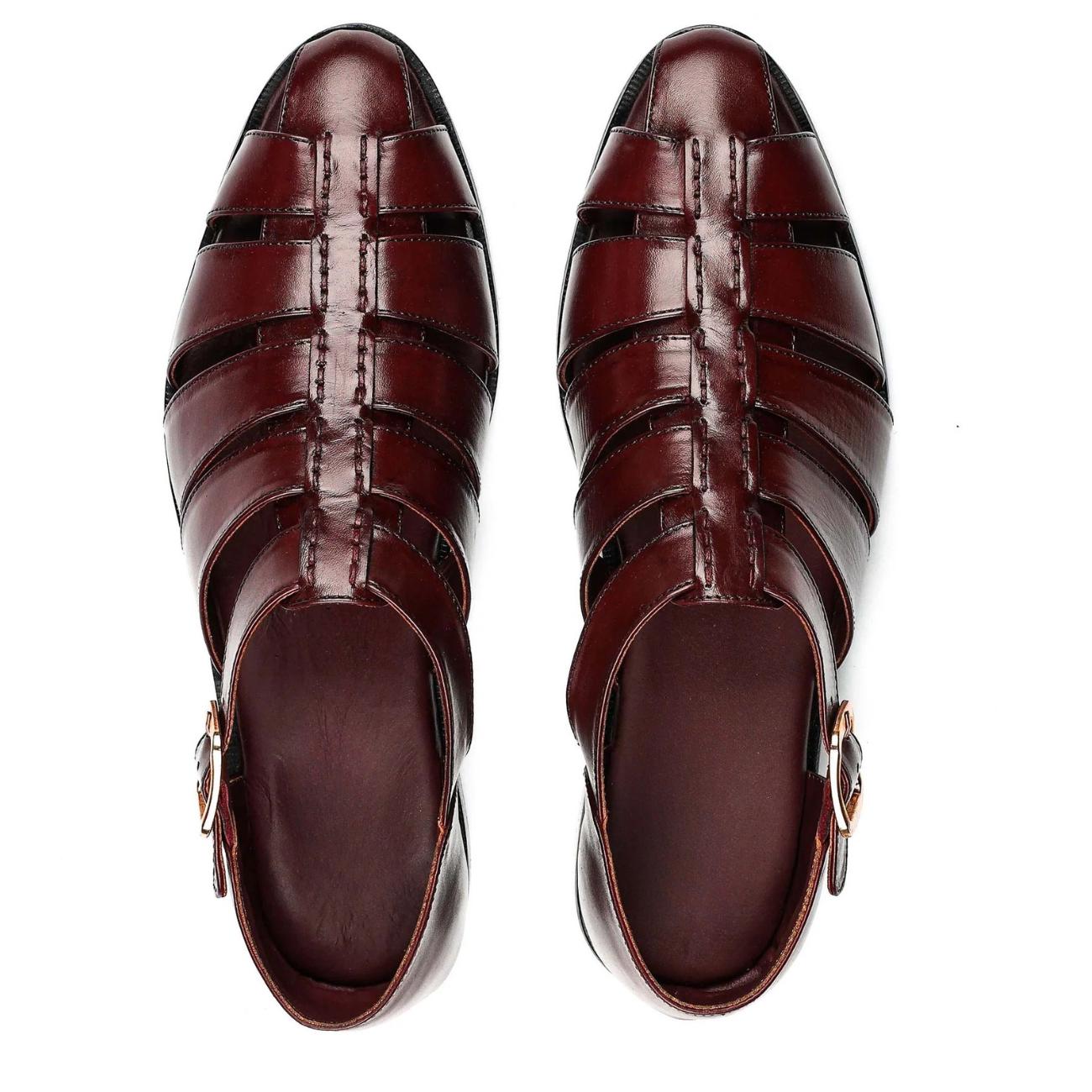Men's Cowhide Greek Leather Fisherman Sandals – Handmade Genuine Leather Sandals with Leather Sole & Cushioned Arch Support | Summer Shoes