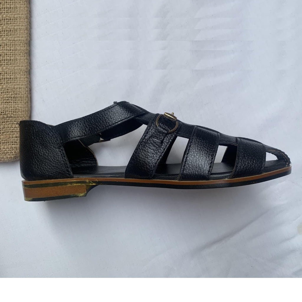 Genuine Leather Fisherman Sandal: Handmade Caged Beach Footwear - Mens Shoes