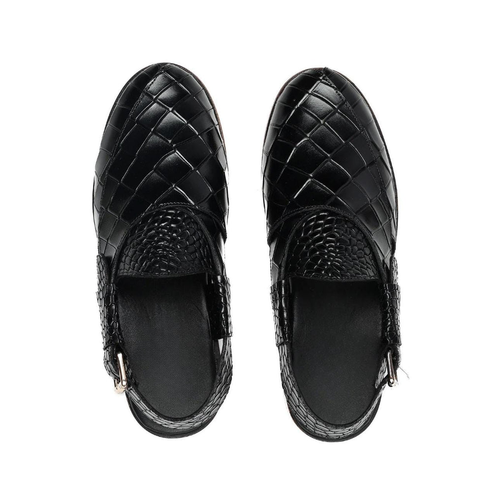 Handmade Croc Texture Leather Peshawari Chappal Sandals – Genuine Cow Leather Pakistani Footwear