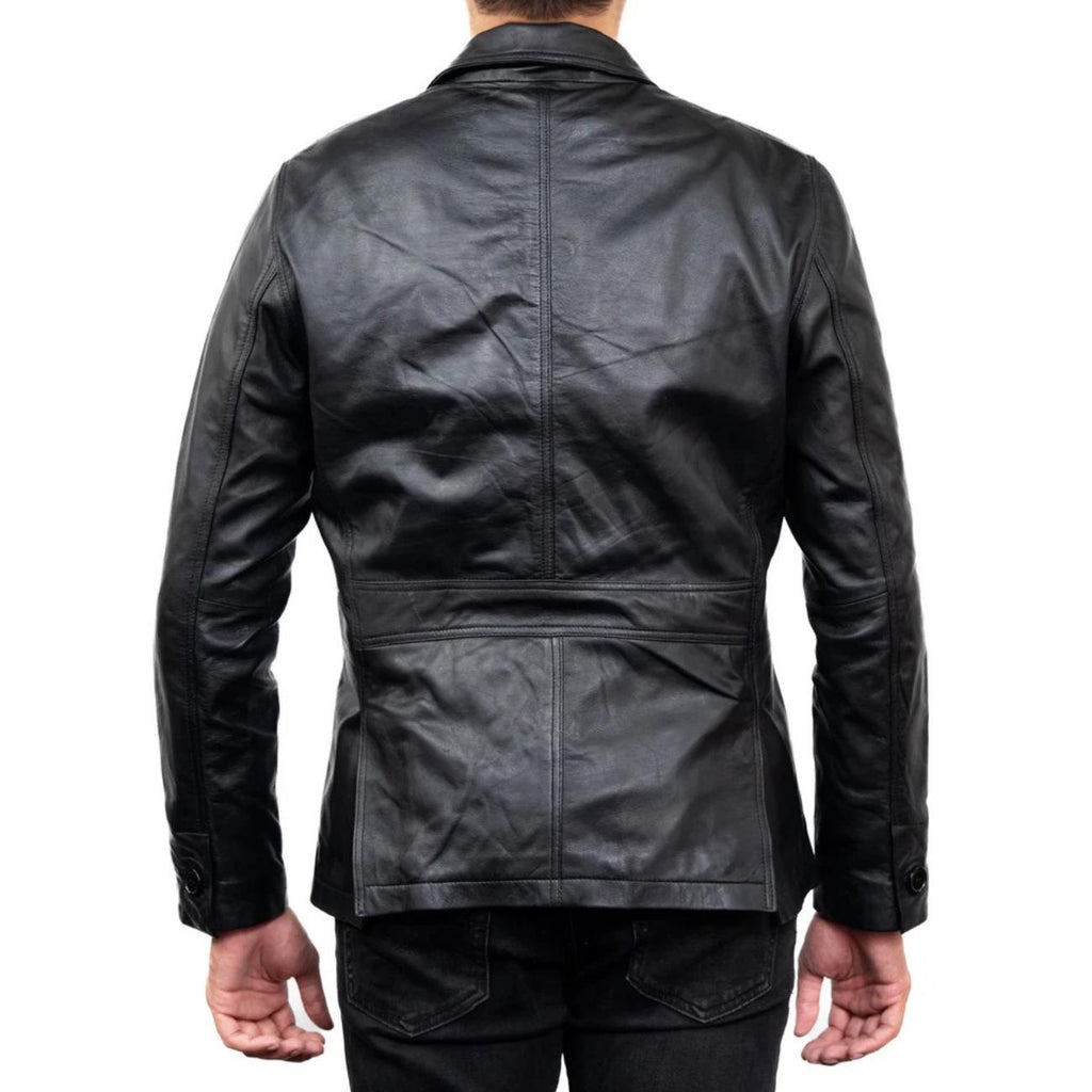 Handmade Lambskin Leather Blazer: Custom Fit, Classic 90s Style Leather Coat for Men