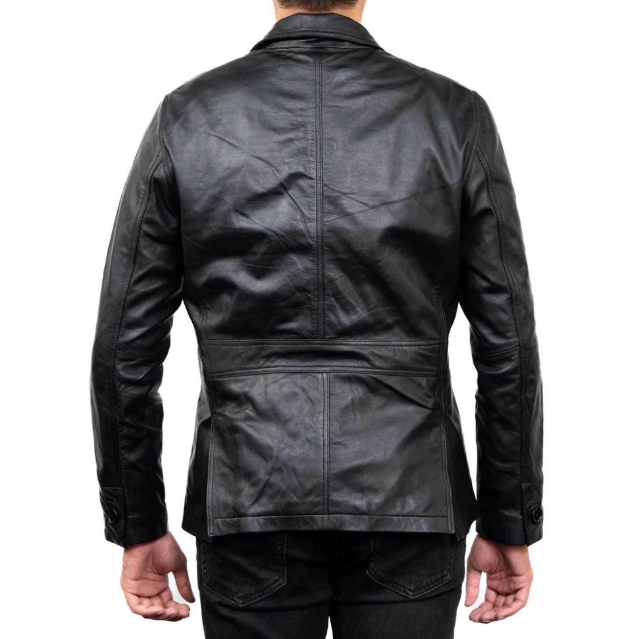 Handmade Lambskin Leather Blazer: Custom Fit, Classic 90s Style Leather Coat for Men