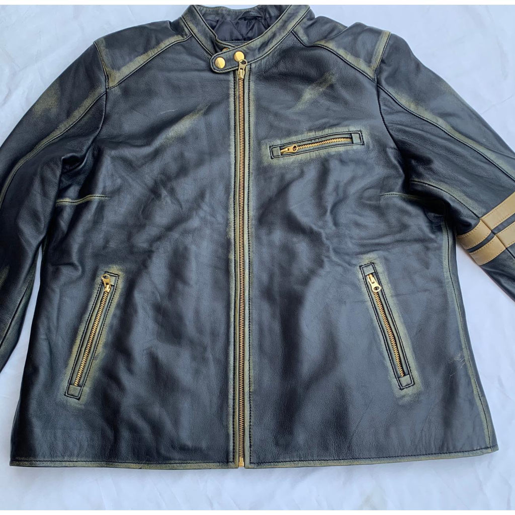 Distressed Leather Motorcycle Jacket: Vintage Cafe Racer Style Lambskin Jacket for Women