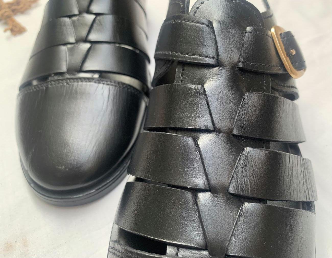 Mens Handmade Leather Fisherman Sandals: Cushioned Arch Support Shoes for Men