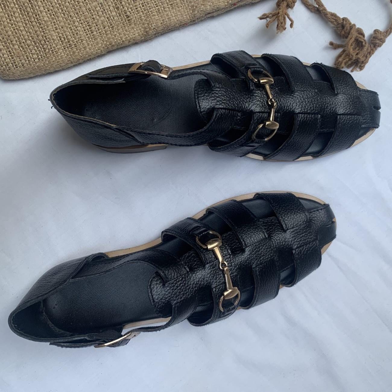 Genuine Leather Fisherman Sandal: Handmade Caged Beach Footwear - Mens Shoes