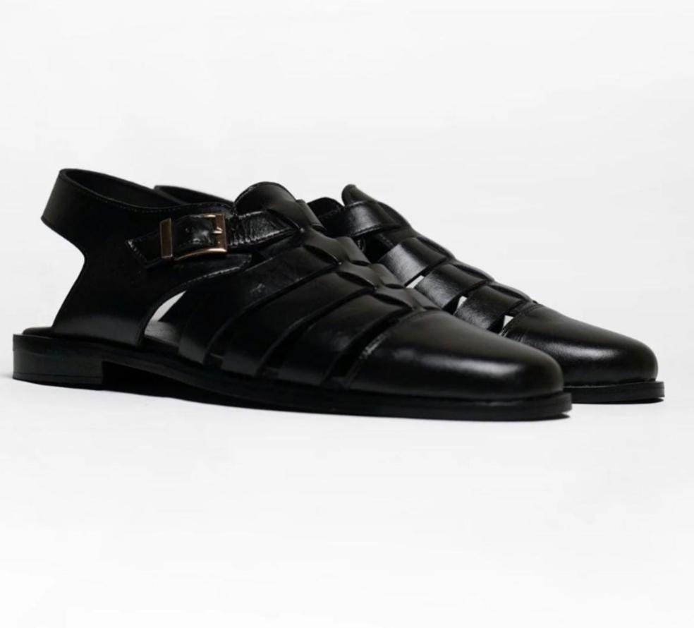 Handmade Leather Fisherman Sandals: Cushioned Arch Support, Adjustable Buckle Genuine Leather Shoes
