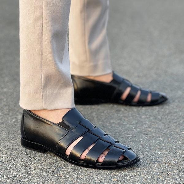 Men's Handmade Leather Fisherman Sandals: Cushioned Arch Support Geniune Leather Chappal