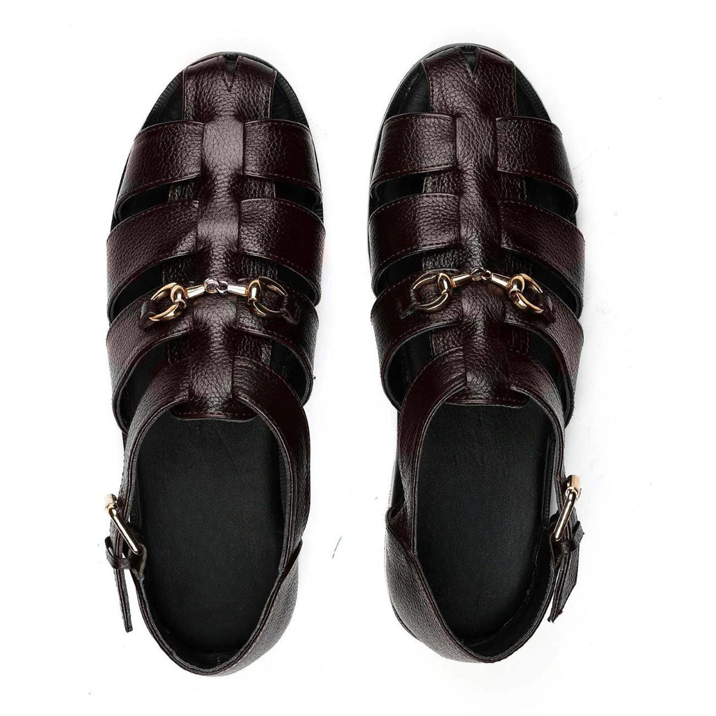 Men's Handmade Cowhide Greek Fisherman Sandals – Genuine Leather, Cushioned Arch Support