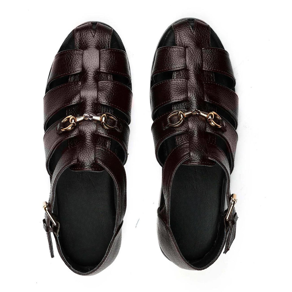 Men's Handmade Cowhide Greek Fisherman Sandals – Genuine Leather, Cushioned Arch Support