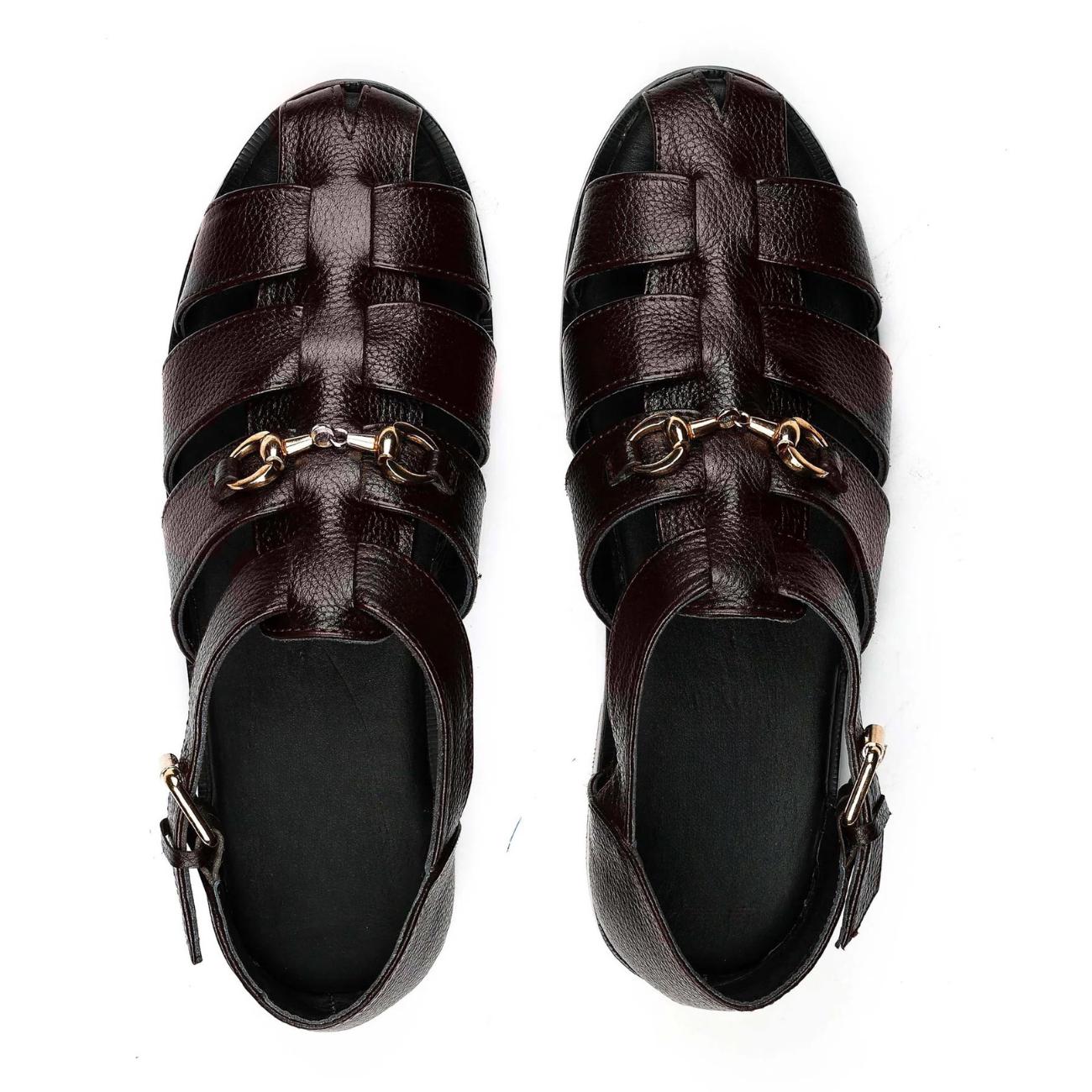 Men's Handmade Cowhide Greek Fisherman Sandals – Genuine Leather, Cushioned Arch Support