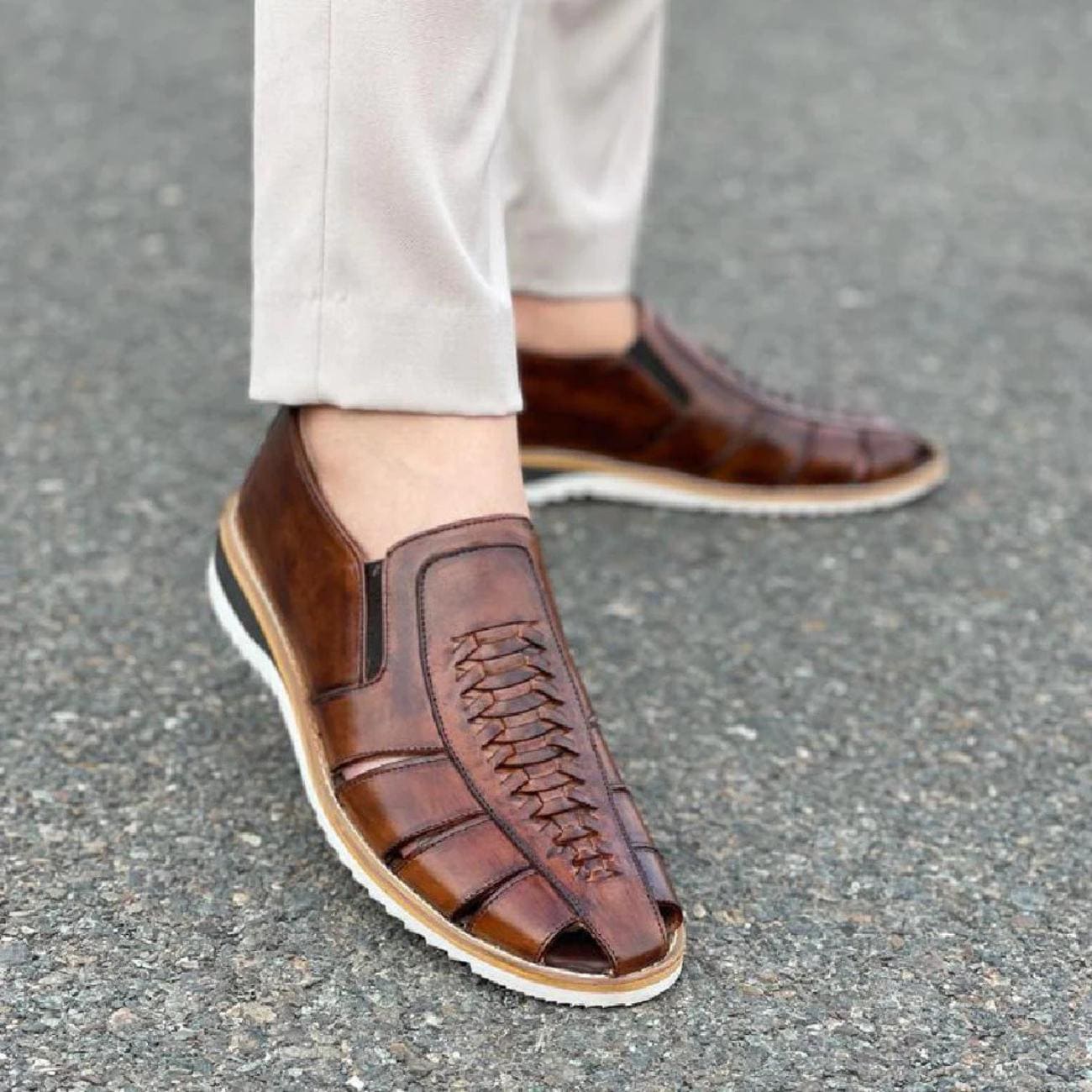 Handmade Leather Huarache Sandals: Men's Mexican Fisherman Style Mens Shoes