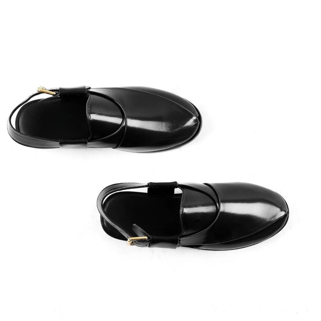Handmade Black Patina Leather Peshawari Sandals – Men's Kaptaan Chappal with Leather Sole