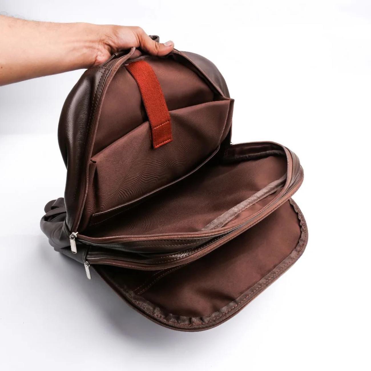 Personalized Black Leather Backpack: 17" Laptop Bag, Top Grain Cowhide