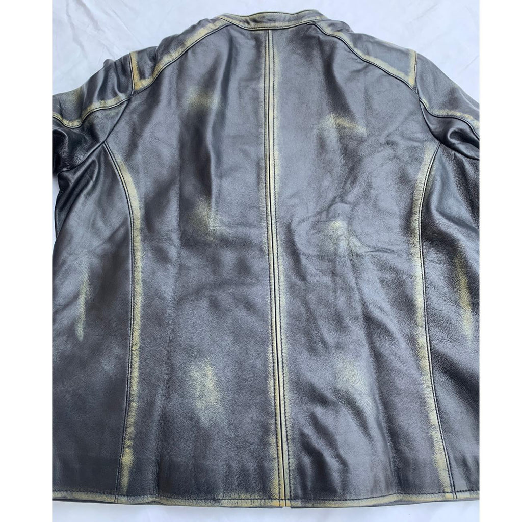 Distressed Leather Motorcycle Jacket: Vintage Cafe Racer Style Lambskin Jacket for Women