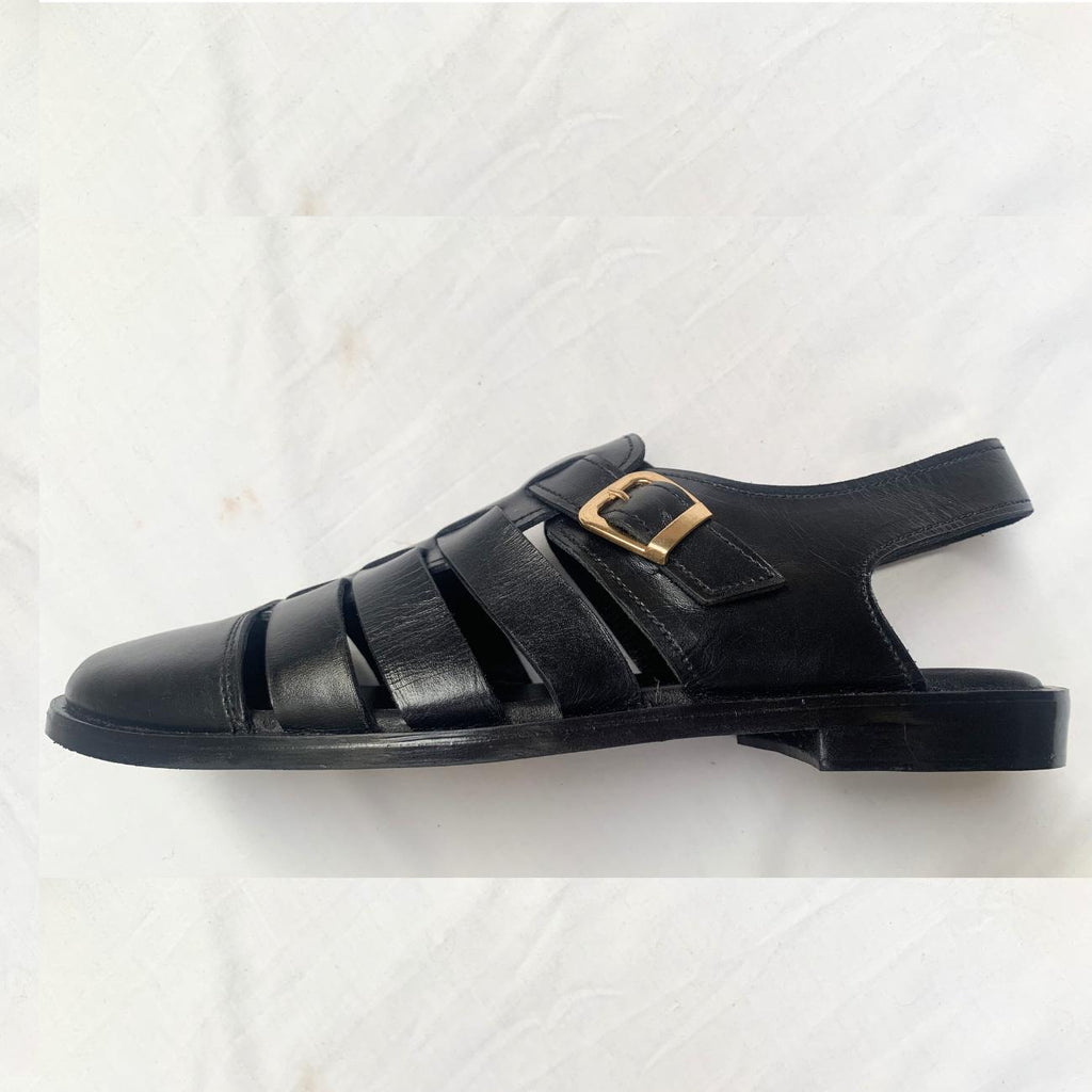 Mens Handmade Leather Fisherman Sandals: Cushioned Arch Support Shoes for Men