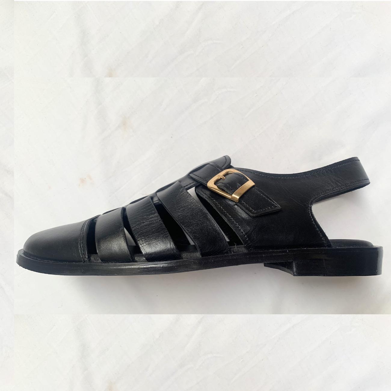 Mens Handmade Leather Fisherman Sandals: Cushioned Arch Support Shoes for Men