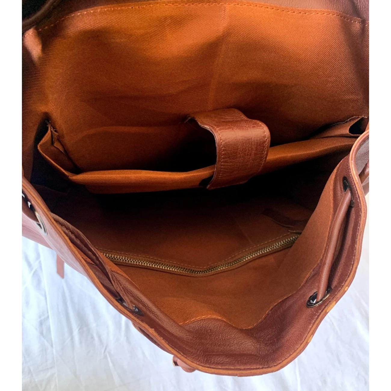 Personalized Full Grain Leather Backpack: Tan Brown Travel Rucksack, Daily Use Laptop Bag
