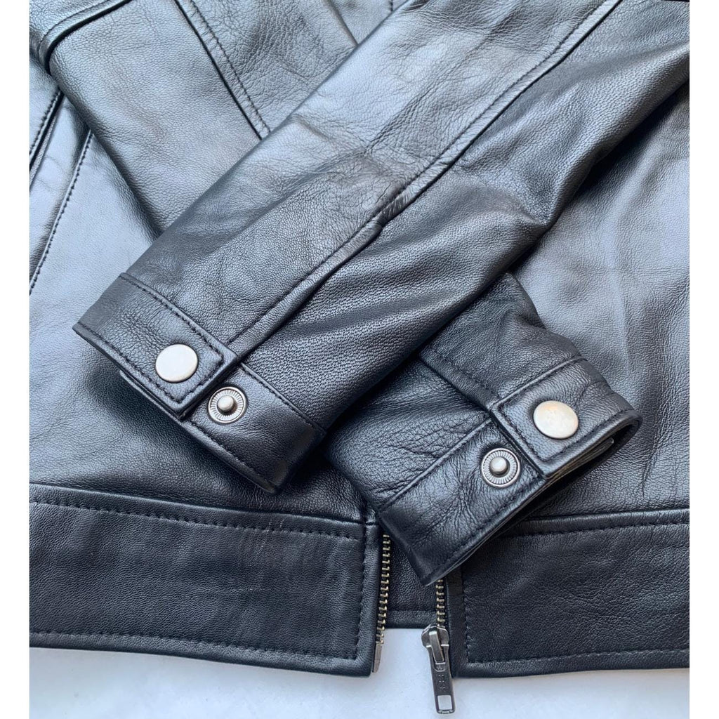 Men's Handmade Lambskin Leather Harrington Jacket: 90s Vintage Style