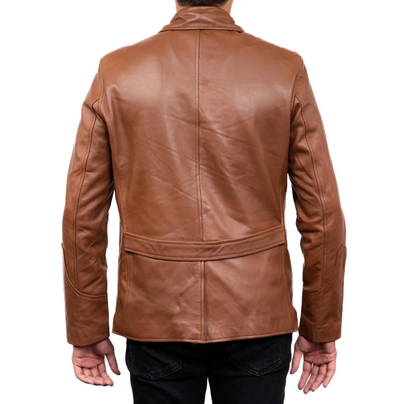 Handmade Black Lambskin Leather Jacket, 5-Button Overcoat