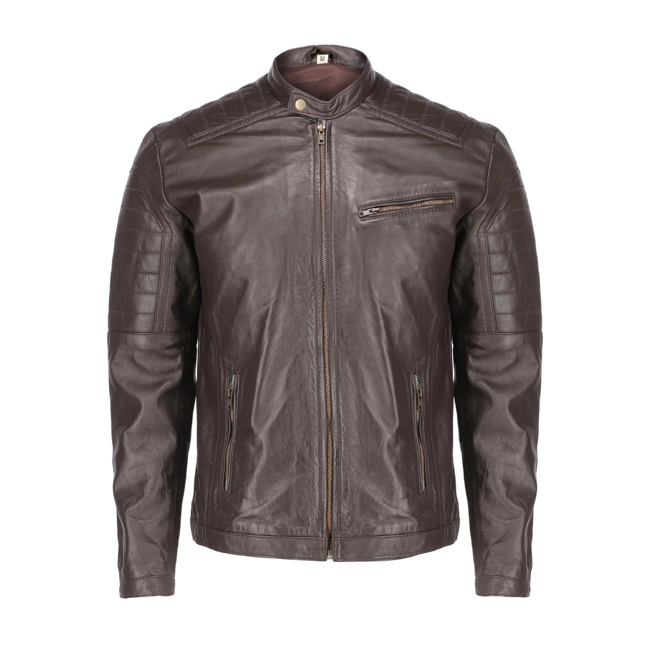 Handmade Lambskin Leather Biker Jacket - Vintage Style Motorcycle Coat Moto Jacket