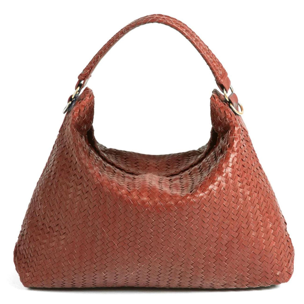 Handwoven Genuine Leather Tote Bag: Top Handle and Shoulder Strap Leather Handbag