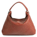 Handwoven Genuine Leather Tote Bag: Top Handle and Shoulder Strap Leather Handbag