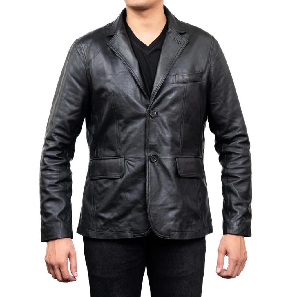 Handmade Lambskin Leather Blazer: Custom Fit, Classic 90s Style Leather Coat for Men
