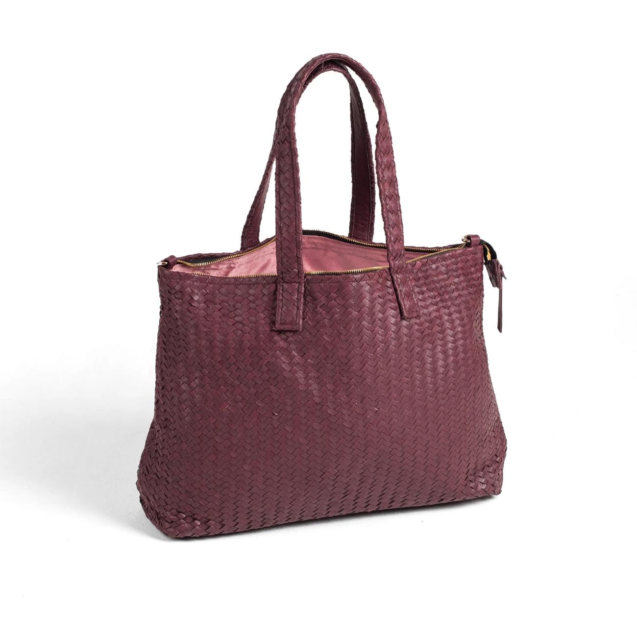Handwoven Full Grain Leather Tote Bag: Handmade Women's Shoulder Bag - Handbag