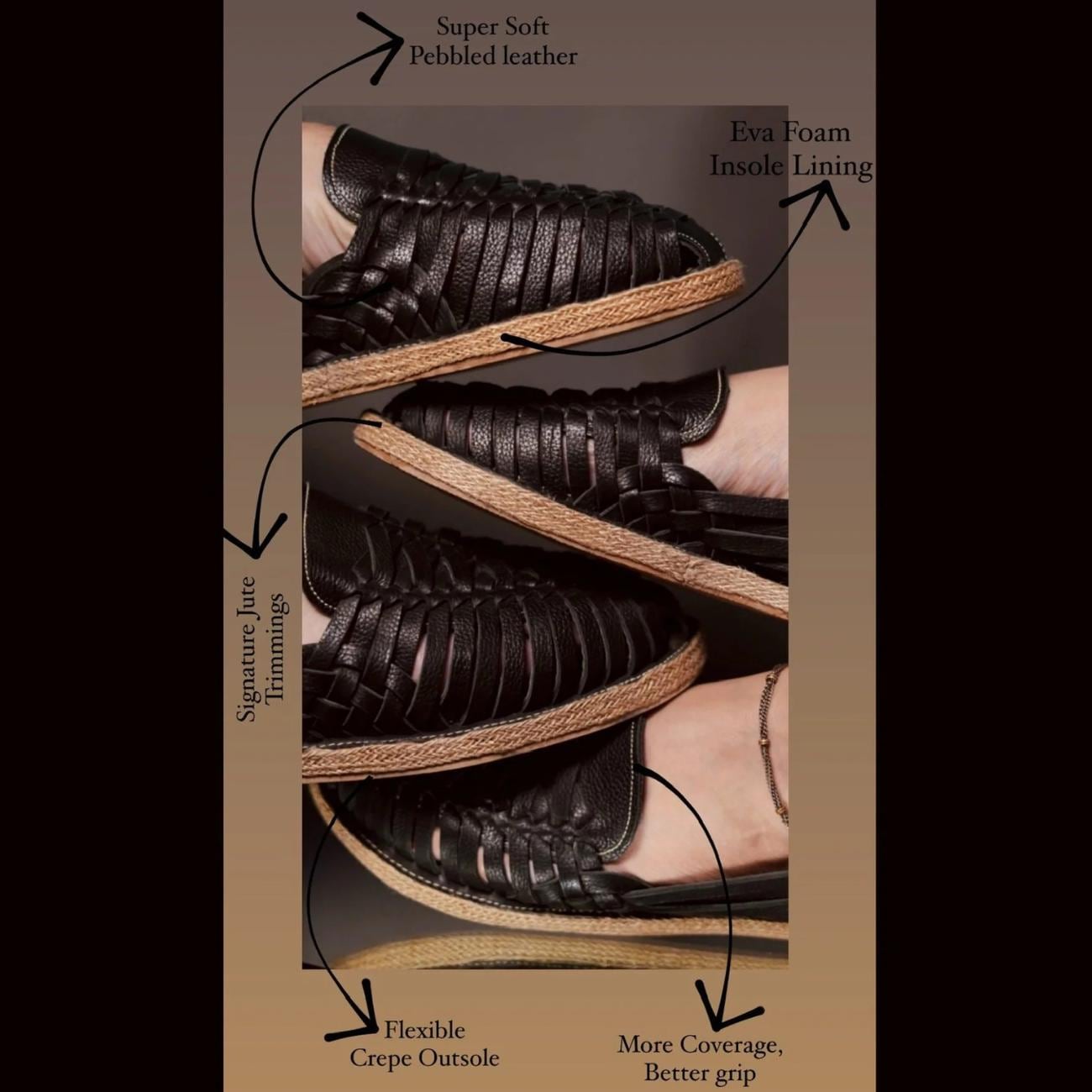 Handmade Black Leather Huarache Sandals: Men's Mexican Sandalias