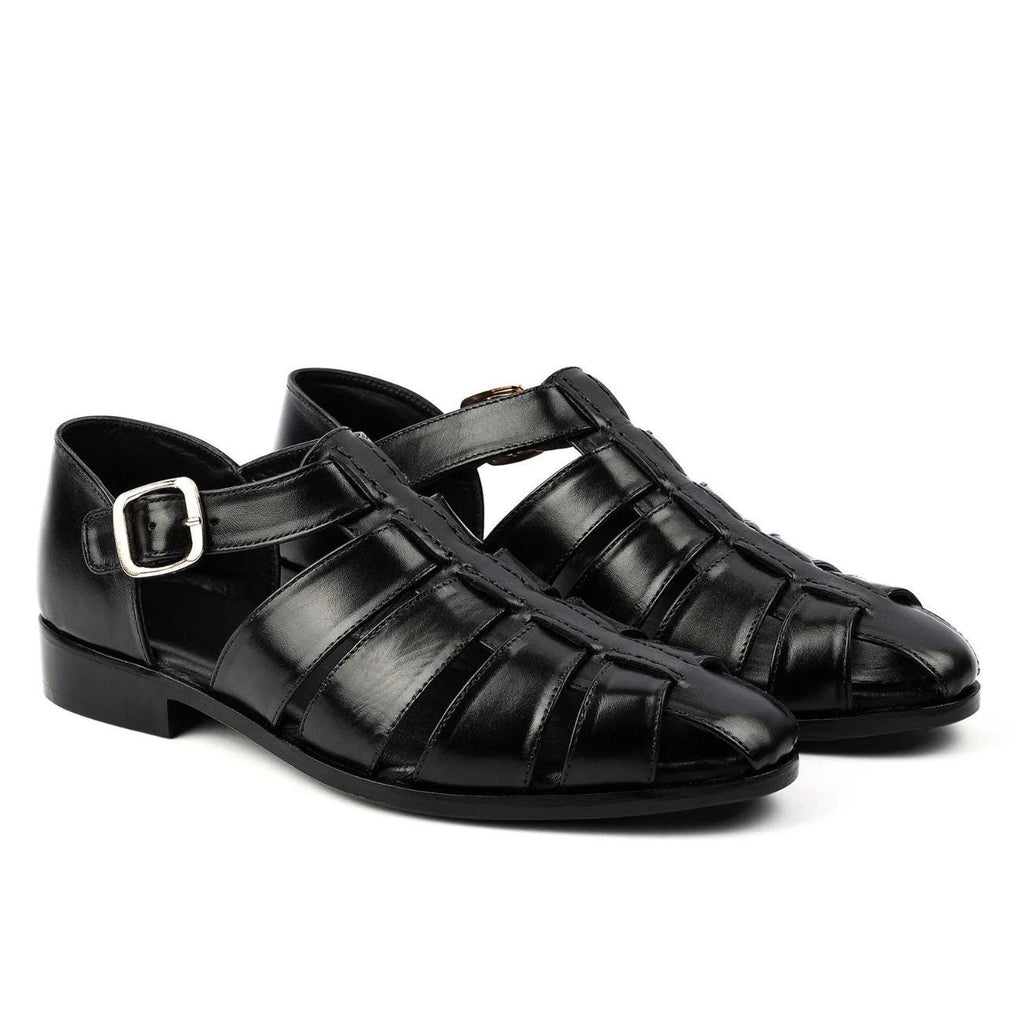 Men's Cowhide Greek Leather Fisherman Sandals – Handmade Genuine Leather Sandals with Leather Sole & Cushioned Arch Support | Summer Shoes