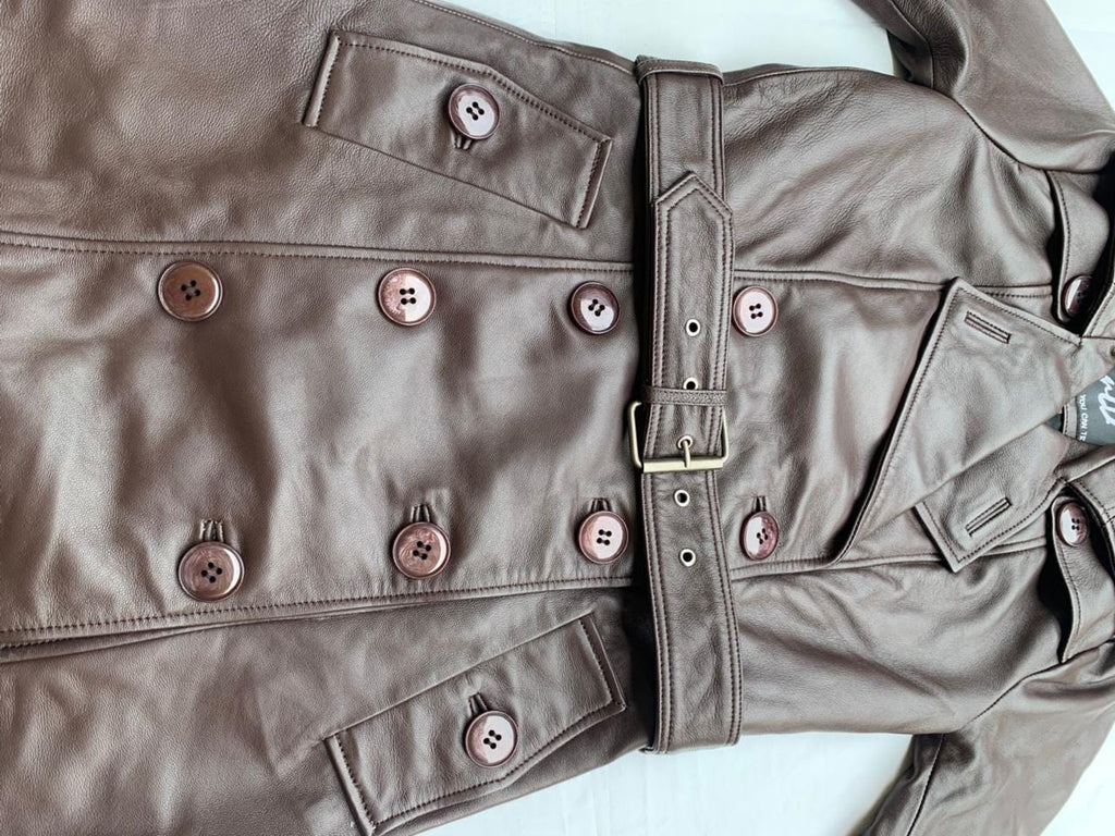 Handmade Lambskin Leather Trench Coat: Double-Breasted Belted Winter Coat Oversized Jacket for Women