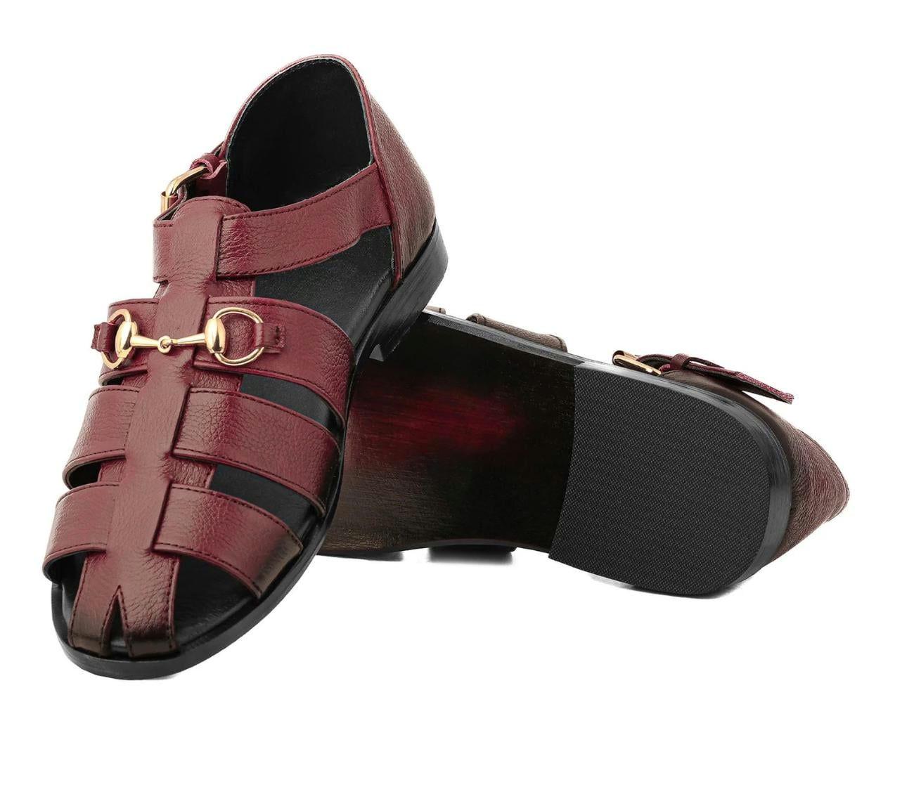 Men's Handmade Cowhide Greek Fisherman Sandals – Genuine Leather, Cushioned Arch Support