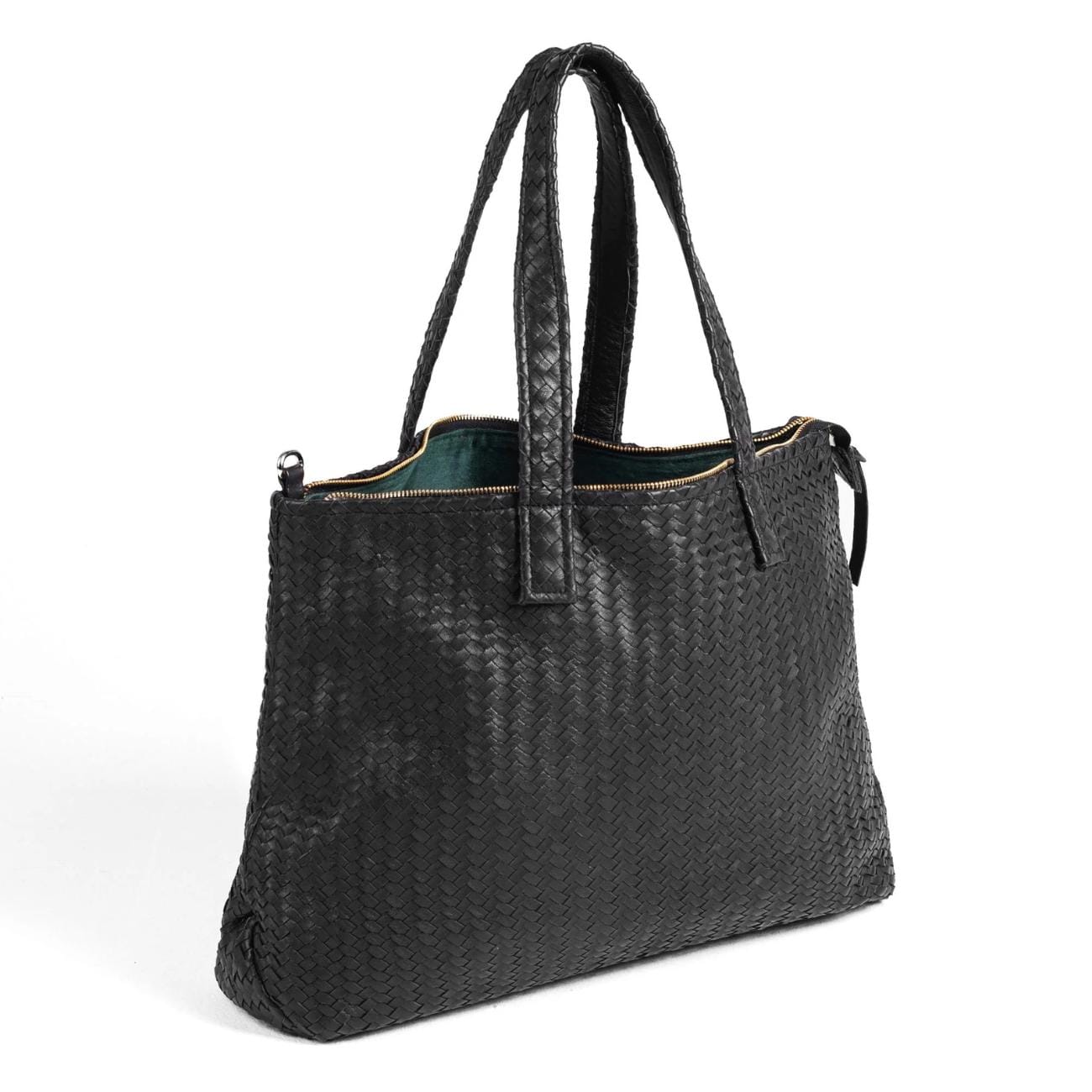 Handwoven Full Grain Leather Tote Bag: Handmade Women's Shoulder Bag - Handbag