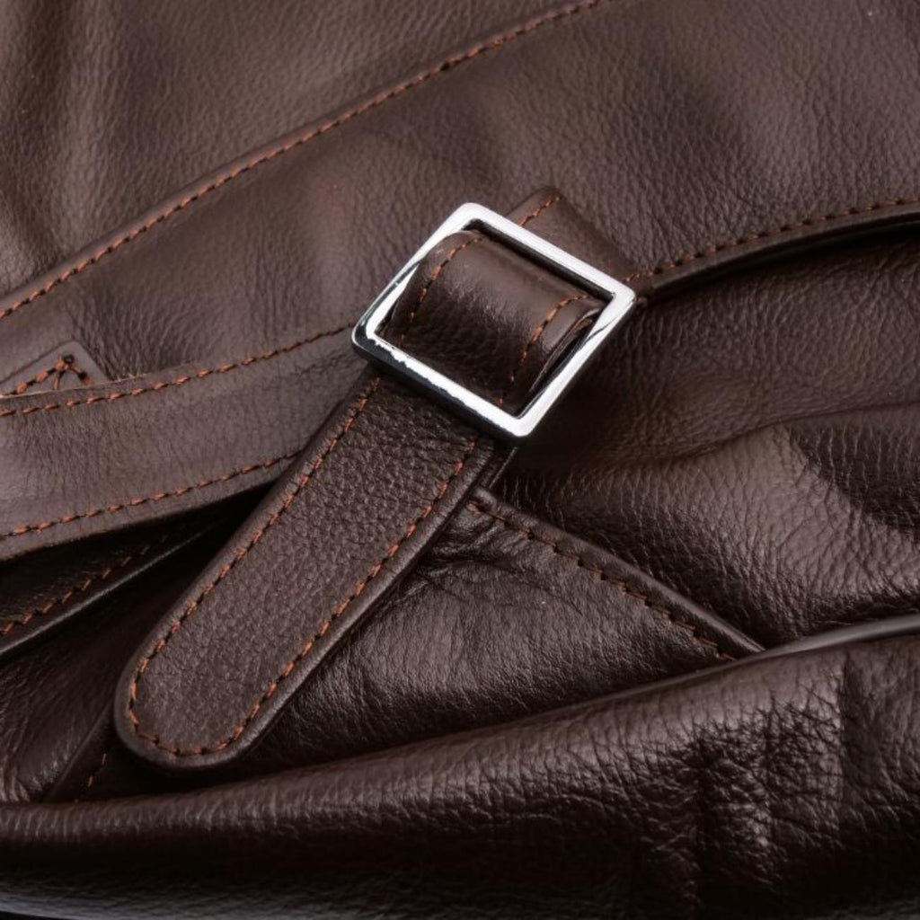 Personalized Black Leather Backpack: 17" Laptop Bag, Top Grain Cowhide