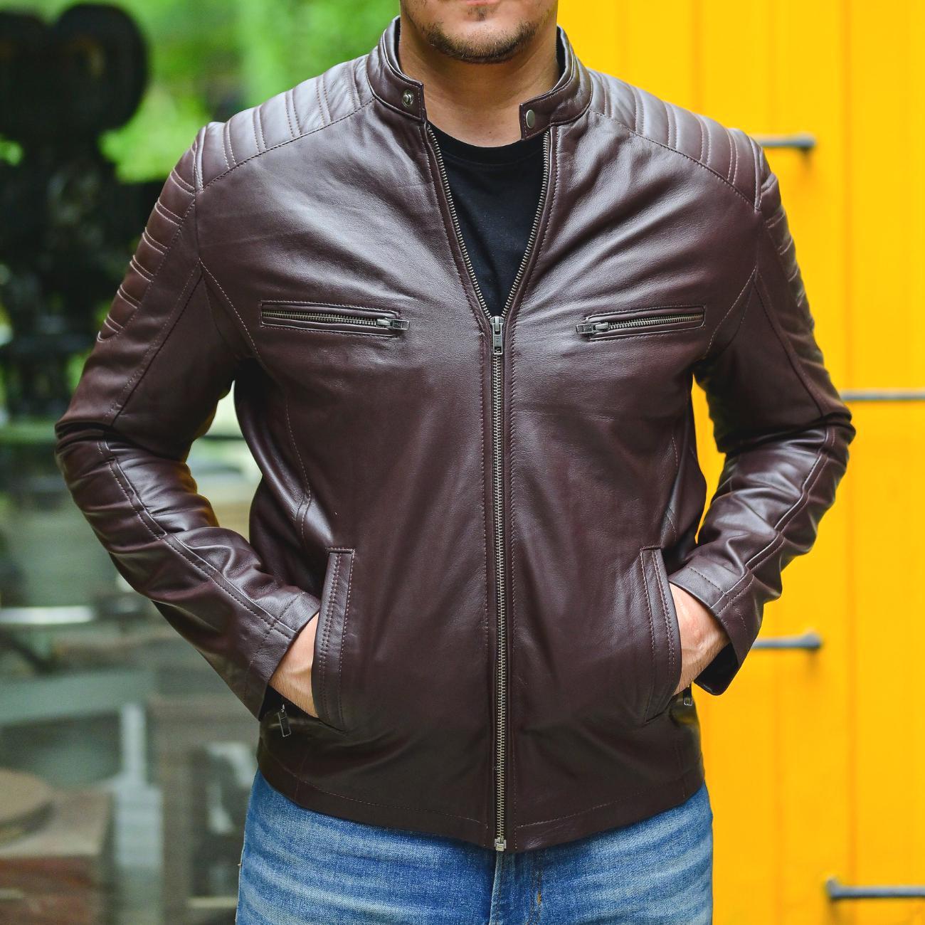 Handmade Lambskin Leather Biker Jacket - Vintage Style Motorcycle Coat Moto Jacket