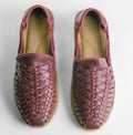 Handmade Leather Huarache Sandals: Mexican Artisan Women's Shoes - Mulberry Pink