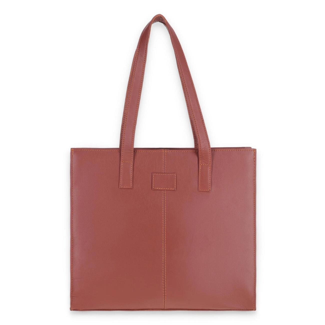 Handmade Leather Tote Bag: Tan Brown Zipper Handbag, Shoulder Bag for Everyday Carry