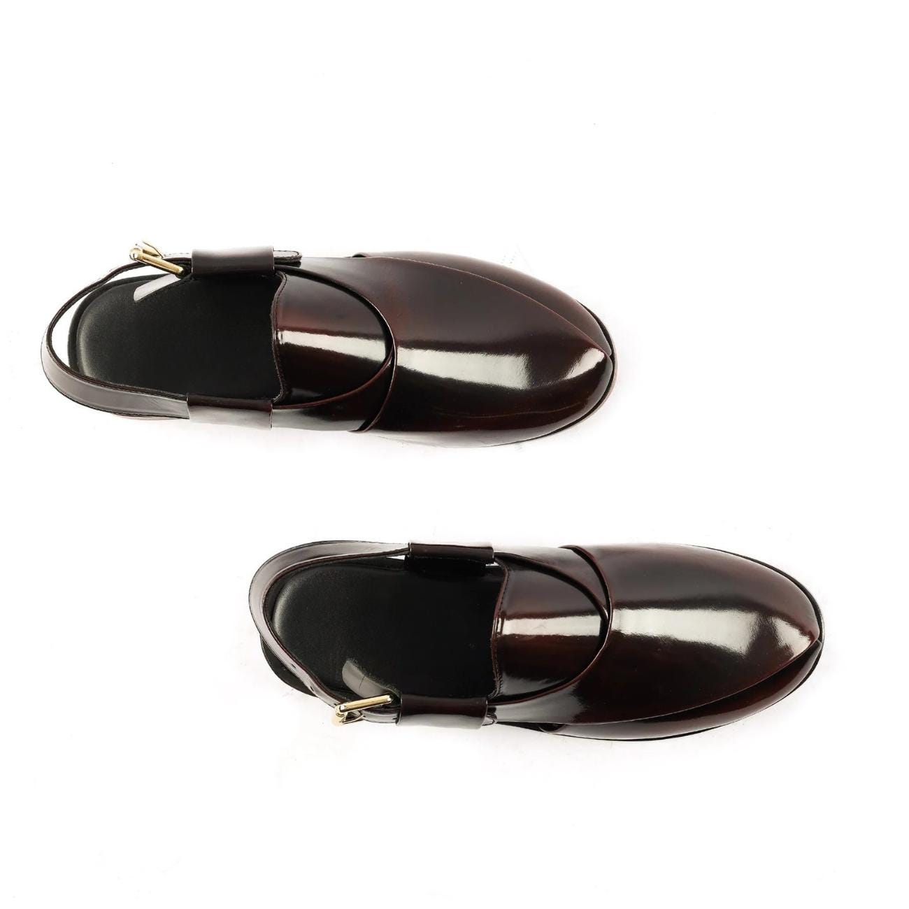 Handmade Black Patina Leather Peshawari Sandals – Men's Kaptaan Chappal with Leather Sole