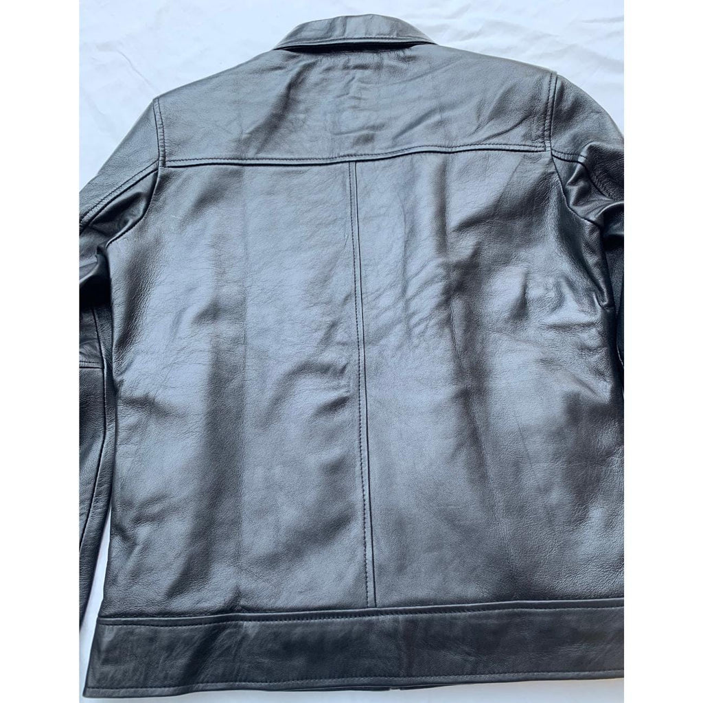 Men's Handmade Lambskin Leather Harrington Jacket: 90s Vintage Style