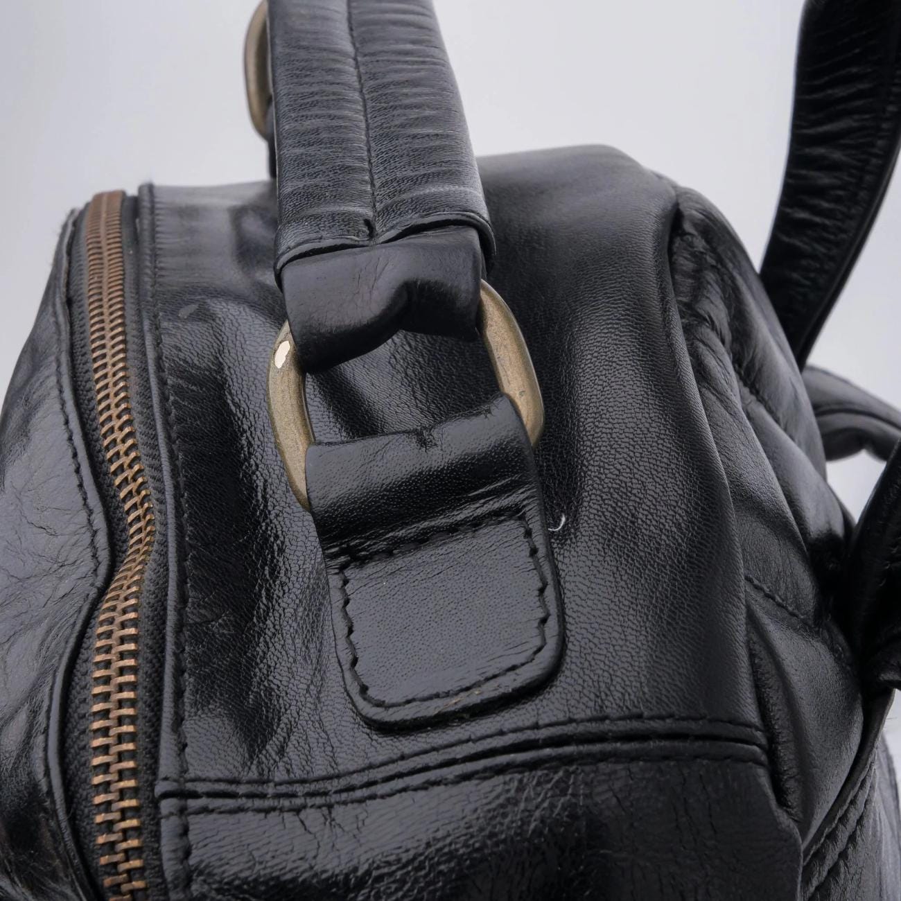 Handmade Black Leather Backpack: 13" Laptop Bag Rucksack Travel Bag