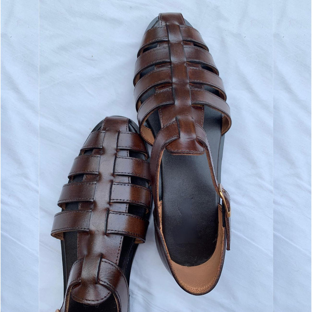 Greek Handmade Black Leather Fisherman Sandals: Adjustable Buckle, Cushioned Arch Support Casual Leather Shoes