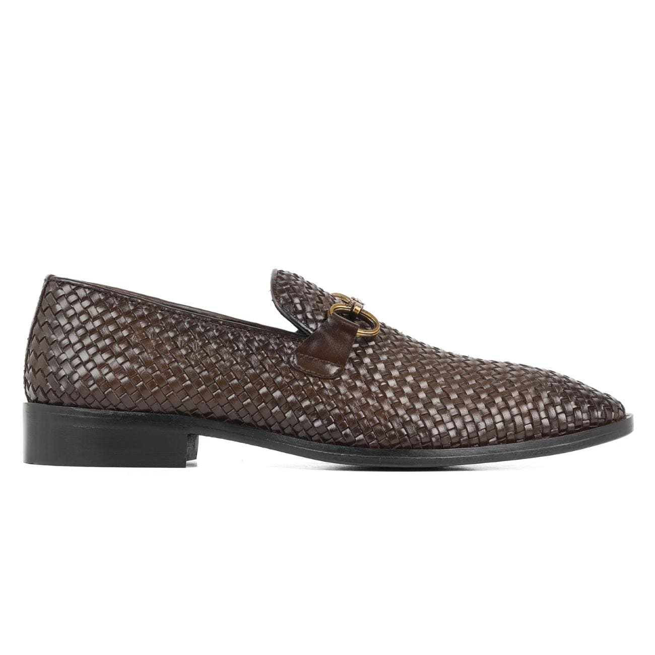 Men’s Handmade Handwoven Leather Loafers – Genuine Cowhide Dress Shoes with Leather Sole | Formal Wedding Shoes
