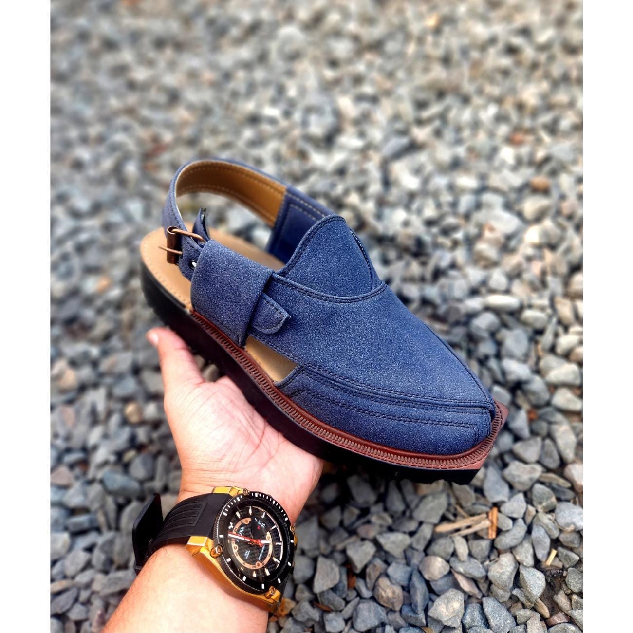 Handmade Suede Leather Peshawari Sandal: Traditional Style Peshawari Chappal Kaptaan Chappal